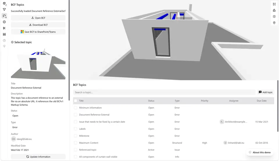 BCF Topics example screenshot
